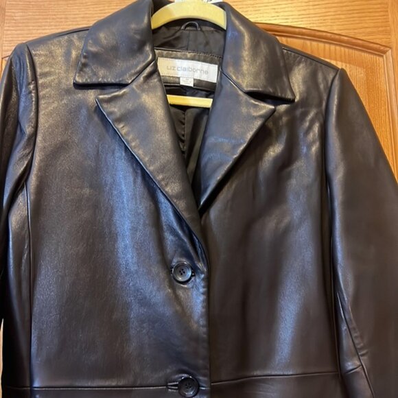 Liz Claiborne black leather coat size Medium - Picture 4 of 10